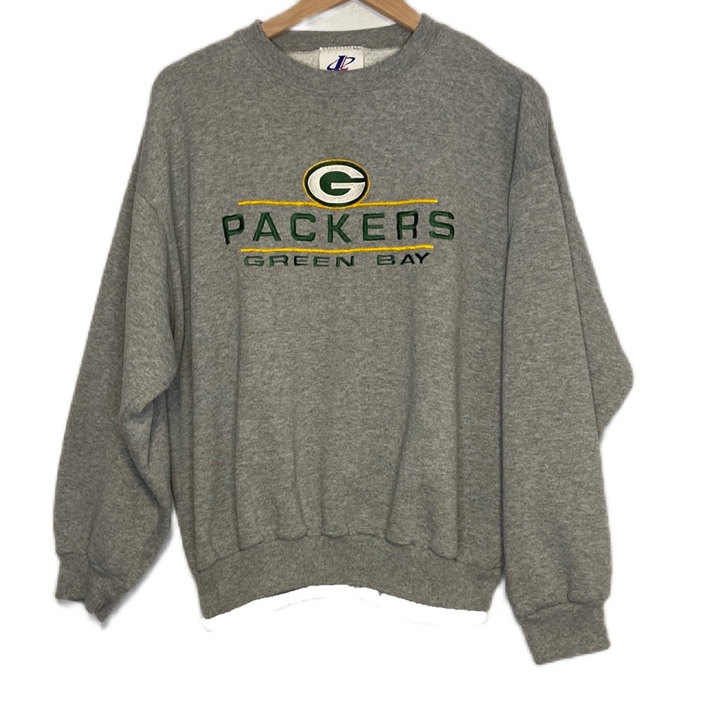 Vintage Logo Athletic Green Bay Packers Embroidered Crewneck Pullover Sweatshirt